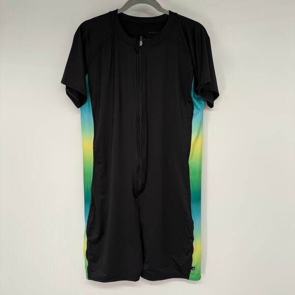 Tomboy X Swim 6" Unisuit Women's Sze 4X Black Multi Colorblock One Piece Stretch - Picture 1 of 5